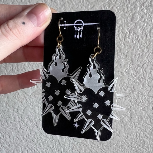 Spikey Hearts Drop Earrings - Picture 1 of 4